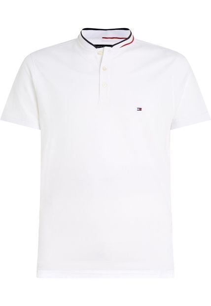 Polo Blanco De Cuello MAO De Corte Slim Tommy Hilfiger