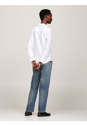 Camisa Blanca De Corte Regular Con Logo Bordado Tommy Hilfiger