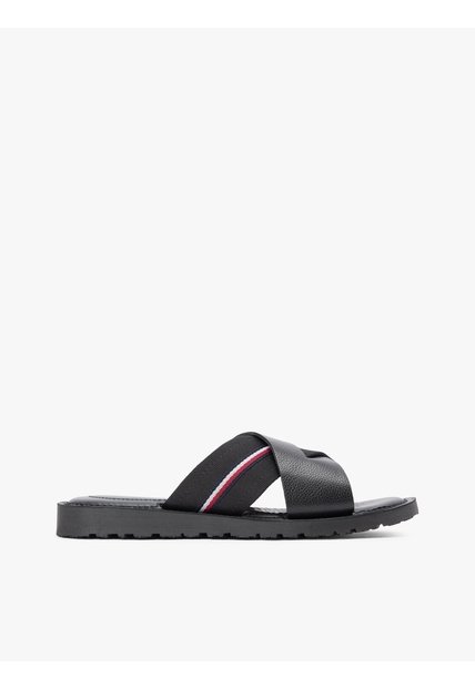 Sandalias Negro De Cuero Con Tiras Cruzadas Tommy Hilfiger