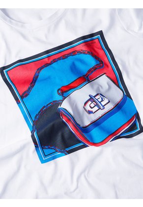 Camiseta Regular Con Estampado Turn Lock Mujer Blanco Tommy Hilfiger