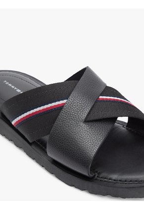 Sandalias Negro De Cuero Con Tiras Cruzadas Tommy Hilfiger
