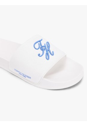 Sandalias Blanco De Lona Con Logo Bordado Tommy Hilfiger