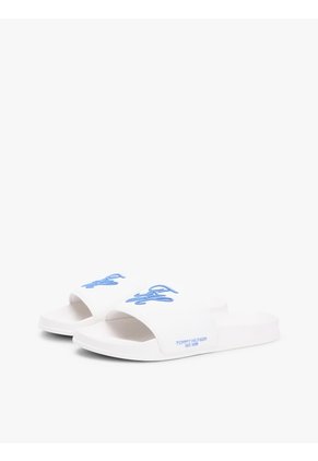 Sandalias Blanco De Lona Con Logo Bordado Tommy Hilfiger