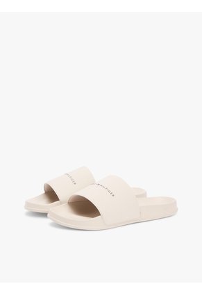 Sandalias Beige Texturizadas Con Logo Tommy Hilfiger