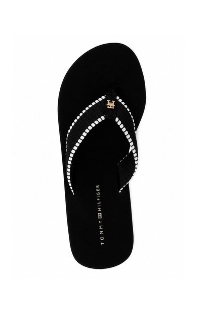 Sandalias Negro De Cuña Con Monograma TH Tommy Hilfiger