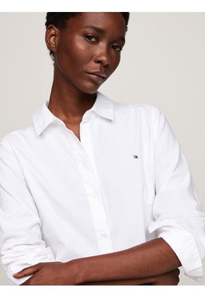 Camisa Blanca De Corte Regular Con Logo Bordado Tommy Hilfiger