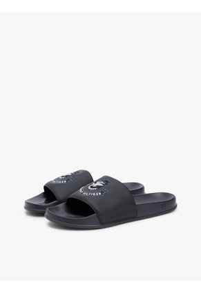 Sandalias Negro Con Aplicación De Escudo Tommy Hilfiger