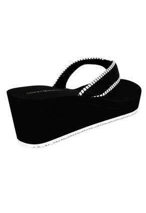 Sandalias Negro De Cuña Con Monograma TH Tommy Hilfiger