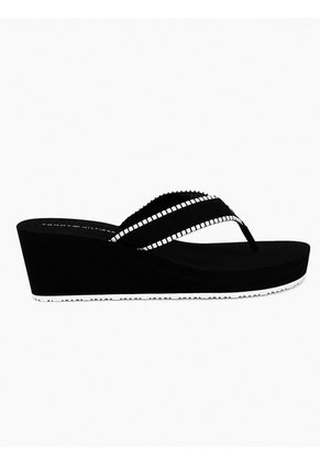 Sandalias Negro De Cuña Con Monograma TH Tommy Hilfiger