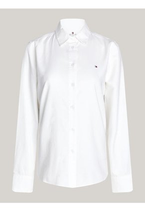 Camisa Blanca De Corte Regular Con Logo Bordado Tommy Hilfiger