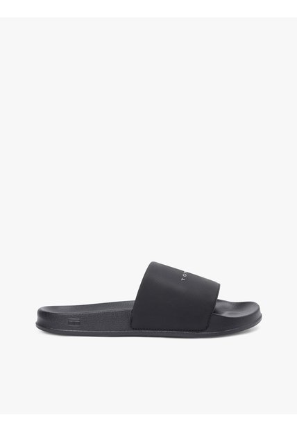 Sandalias Negro Texturizadas Con Logo Tommy Hilfiger