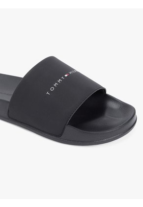 Sandalias Negro Texturizadas Con Logo Tommy Hilfiger