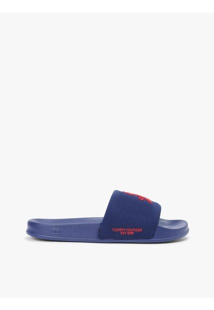 Sandalias Azul De Lona Con Logo Bordado Tommy Hilfiger