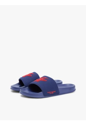 Sandalias Azul De Lona Con Logo Bordado Tommy Hilfiger