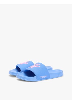 Sandalias Azul De Lona Con Logo Bordado Tommy Hilfiger