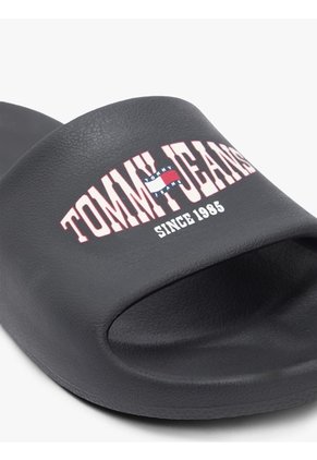 Sandalias Negro Con Logo Ondulado Tommy Hilfiger