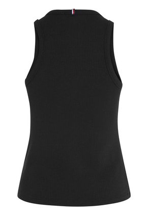 Camiseta Negra Acanalada Sin Mangas De Corte Slim Tommy Hilfiger