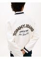 Chaqueta Blanca Bomber Varsity De Nailon Tommy Jeans de Tommy Hilfiger