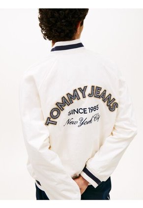 Chaqueta Blanca Bomber Varsity De Nailon Tommy Jeans