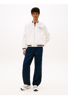 Chaqueta Blanca Bomber Varsity De Nailon Tommy Jeans