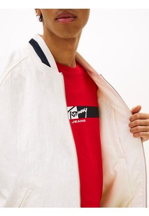Chaqueta Blanca Bomber Varsity De Nailon Tommy Jeans