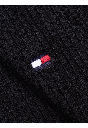 Camiseta Negra Acanalada Sin Mangas De Corte Slim Tommy Hilfiger