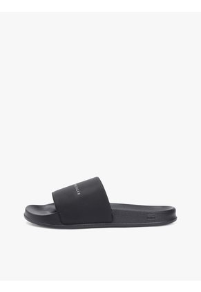 Sandalias Negro Texturizadas Con Logo Tommy Hilfiger