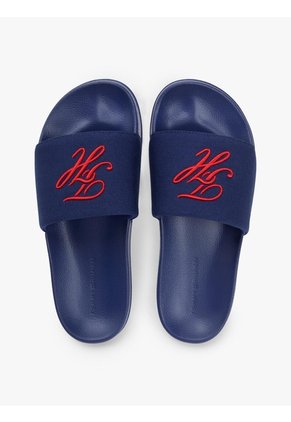 Sandalias Azul De Lona Con Logo Bordado Tommy Hilfiger