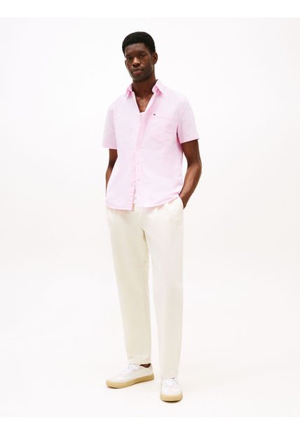 Camisa Rosada Heritage De Manga Corta Tommy Hilfiger