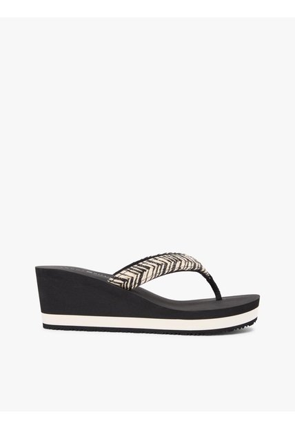 Sandalias Negro De Cuña Con Tiras De Cuerda Tommy Hilfiger