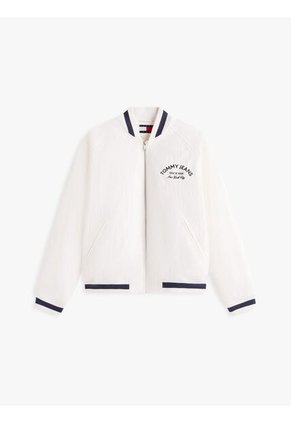 Chaqueta Blanca Bomber Varsity De Nailon Tommy Jeans