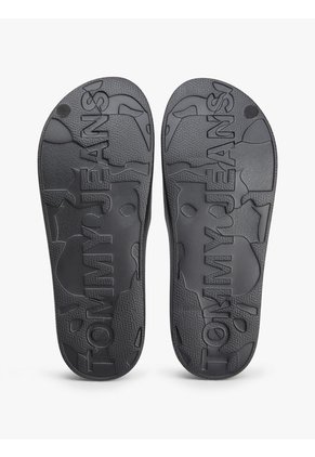 Sandalias Negro Con Logo Ondulado Tommy Hilfiger