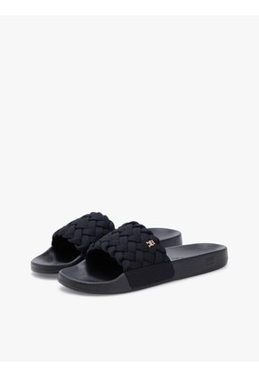 Sandalias Negro Con Tira Trenzada Tommy Hilfiger