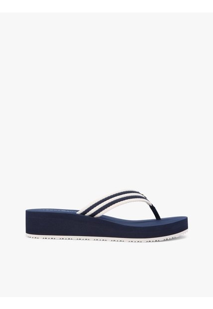 Sandalias Azul De Cuña Con Rayas Tommy Hilfiger