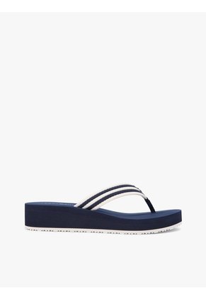 Sandalias Azul De Cuña Con Rayas Tommy Hilfiger