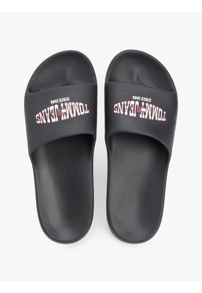 Sandalias Negro Con Logo Ondulado Tommy Hilfiger