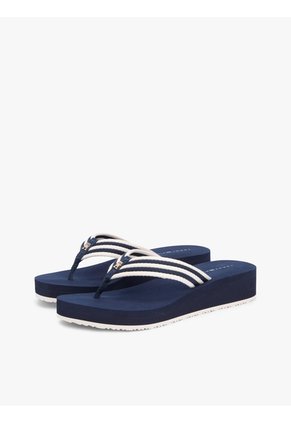 Sandalias Azul De Cuña Con Rayas Tommy Hilfiger