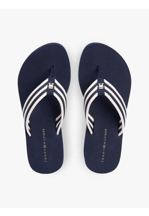 Sandalias Azul De Cuña Con Rayas Tommy Hilfiger
