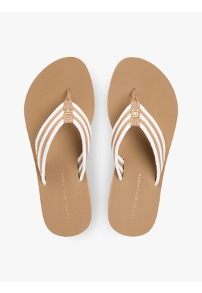 Sandalias Beige De Cuña Con Rayas Tommy Hilfiger