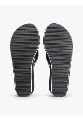 Sandalias Negro De Cuña Con Tiras De Cuerda Tommy Hilfiger