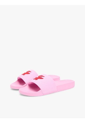 Sandalias Rosa De Lona Con Logo Bordado Tommy Hilfiger