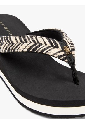 Sandalias Negro De Cuña Con Tiras De Cuerda Tommy Hilfiger