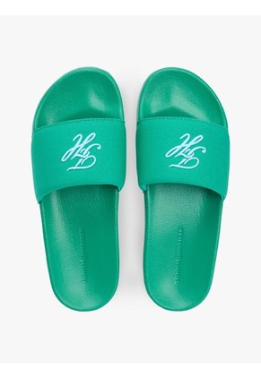 Sandalias Verde De Lona Con Logo Bordado Tommy Hilfiger
