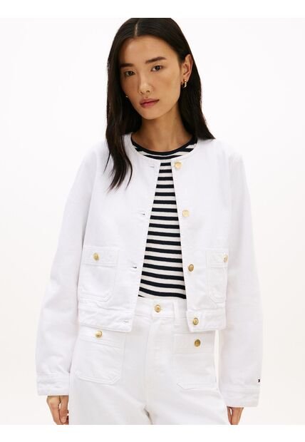 Chaqueta Blanca Denim Con Botones Dorados Tommy Hilfiger