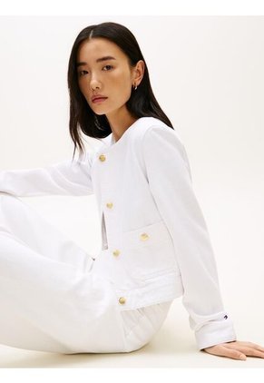 Chaqueta Blanca Denim Con Botones Dorados Tommy Hilfiger
