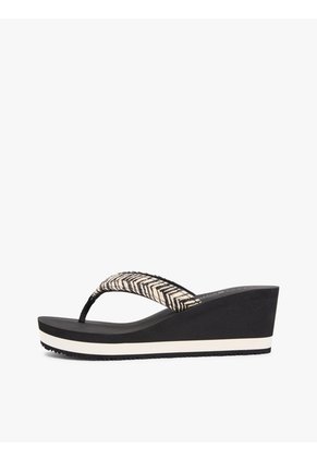 Sandalias Negro De Cuña Con Tiras De Cuerda Tommy Hilfiger
