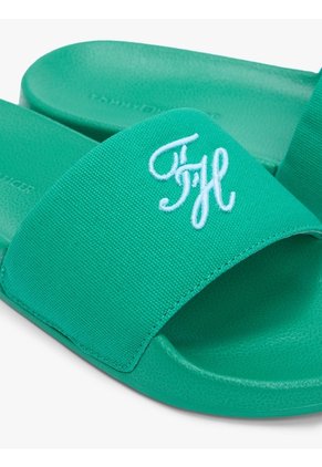 Sandalias Verde De Lona Con Logo Bordado Tommy Hilfiger