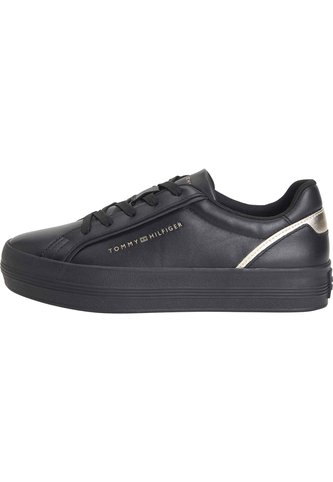 Tenis Negro De Cuero Con Suela Gruesa Tommy Hilfiger Tommy Hilfiger