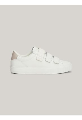 Tenis Beige De Cuero Con Cierre De Velcro Tommy Hilfiger