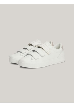 Tenis Beige De Cuero Con Cierre De Velcro Tommy Hilfiger